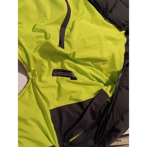 Zara Long Puffer Coat Jacket Black Green Quilted Medium Snow Cold Winter - Picture 7 of 12